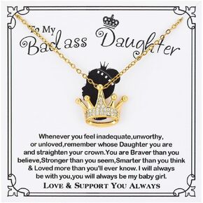 قلادة إلى ابنتي من أمي أبي قلادة التاج لحفيدتي الجميلة من الجدة قلادة المجوهرات النساء الفتيات إلى هدايا ابنتي بدس حفيدة عيد ميلاد عيد الشكر هدايا عيد الميلاد in Kuwait