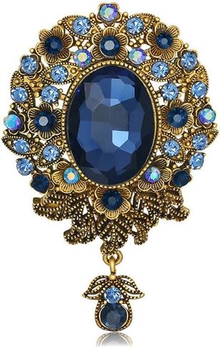 Pendant Brooch Vintage Glass Pendant Brooch Women's Rhinestone Alloy Brooch Vintage Fashion Corsage Gold Colored Flower Brooch Pin Suitable for Dress Formal Wear, Metal, no gemstone in Kuwait