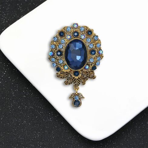 Pendant Brooch Vintage Glass Pendant Brooch Women's Rhinestone Alloy Brooch Vintage Fashion Corsage Gold Colored Flower Brooch Pin Suitable for Dress Formal Wear, Metal, no gemstone in Kuwait