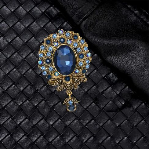Pendant Brooch Vintage Glass Pendant Brooch Women's Rhinestone Alloy Brooch Vintage Fashion Corsage Gold Colored Flower Brooch Pin Suitable for Dress Formal Wear, Metal, no gemstone in Kuwait