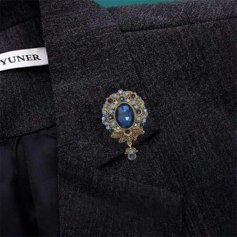 Pendant Brooch Vintage Glass Pendant Brooch Women's Rhinestone Alloy Brooch Vintage Fashion Corsage Gold Colored Flower Brooch Pin Suitable for Dress Formal Wear, Metal, no gemstone in Kuwait