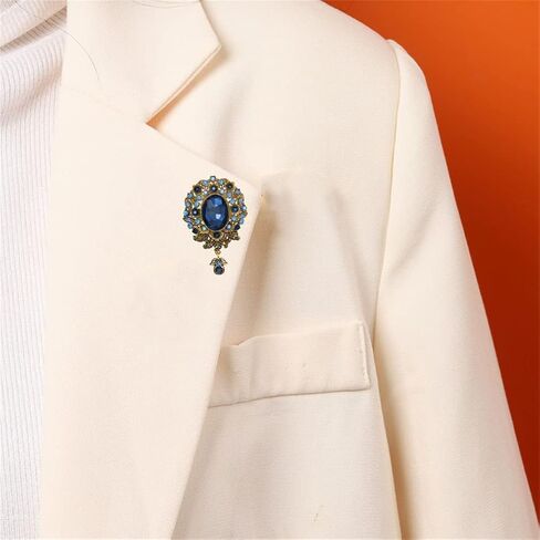 Pendant Brooch Vintage Glass Pendant Brooch Women's Rhinestone Alloy Brooch Vintage Fashion Corsage Gold Colored Flower Brooch Pin Suitable for Dress Formal Wear, Metal, no gemstone in Kuwait