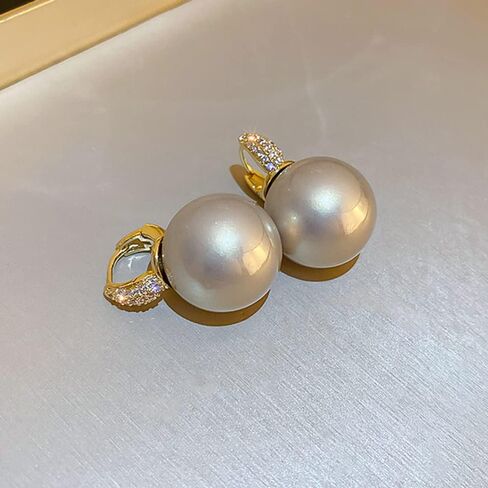 Dainty Gold Pearl Earrings Boho Round Pearl Drop Dangle Earrings Rhinestone Small Huggie Hoop Earrings Vintage Earrings Jewelry for Women Girls in Saudi Arabia