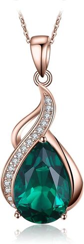 JewelryPalace الكمثرى 2.8ct مقلد نانو الأخضر الزمرد قلادة قلادة للنساء، 925 الفضة الاسترليني الأبيض الأصفر ارتفع الذهب مطلي قلادة لها، الأزياء هدية الأحجار الكريمة لفتاة 18 بوصة سلسلة in Kuwait