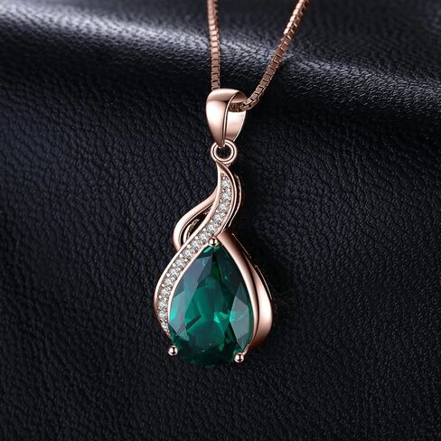 JewelryPalace الكمثرى 2.8ct مقلد نانو الأخضر الزمرد قلادة قلادة للنساء، 925 الفضة الاسترليني الأبيض الأصفر ارتفع الذهب مطلي قلادة لها، الأزياء هدية الأحجار الكريمة لفتاة 18 بوصة سلسلة in Kuwait