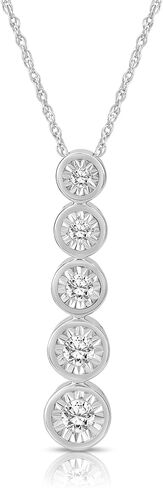 10K Gold or Silver Diamond Journey Pendant with Sterling Silver Chain Necklace (1/3 cttw, I-J Color, I2-I3 Clarity), 18" in Saudi Arabia