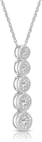 10K Gold or Silver Diamond Journey Pendant with Sterling Silver Chain Necklace (1/3 cttw, I-J Color, I2-I3 Clarity), 18" in Saudi Arabia