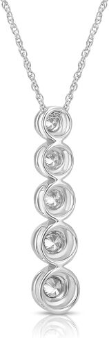 10K Gold or Silver Diamond Journey Pendant with Sterling Silver Chain Necklace (1/3 cttw, I-J Color, I2-I3 Clarity), 18" in Saudi Arabia