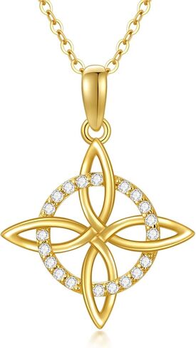 SISGEM Solid 14K Gold Celtic Cross Knot Necklace for Women,Yellow Gold Irish Celtic Knot Pendant Necklaces with Moissanite,Anniversary Birthday Jewelry Gifts for Mom Wife 16''-18'' in Saudi Arabia