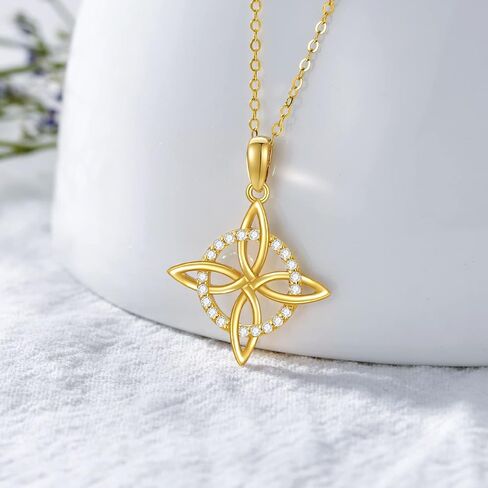 SISGEM Solid 14K Gold Celtic Cross Knot Necklace for Women,Yellow Gold Irish Celtic Knot Pendant Necklaces with Moissanite,Anniversary Birthday Jewelry Gifts for Mom Wife 16''-18'' in Saudi Arabia