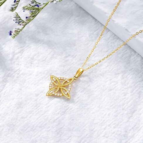 SISGEM Solid 14K Gold Celtic Cross Knot Necklace for Women,Yellow Gold Irish Celtic Knot Pendant Necklaces with Moissanite,Anniversary Birthday Jewelry Gifts for Mom Wife 16''-18'' in Saudi Arabia
