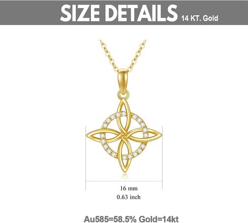 SISGEM Solid 14K Gold Celtic Cross Knot Necklace for Women,Yellow Gold Irish Celtic Knot Pendant Necklaces with Moissanite,Anniversary Birthday Jewelry Gifts for Mom Wife 16''-18'' in Saudi Arabia