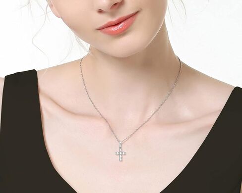 AINUOSHI Moissanite Cross Necklace, 925 Sterling Silver with 14K Gold Plating, Jewelry Box Packed… in Saudi Arabia