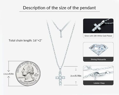 AINUOSHI Moissanite Cross Necklace, 925 Sterling Silver with 14K Gold Plating, Jewelry Box Packed… in Saudi Arabia