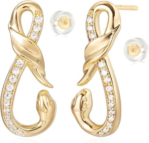 MYEARS النساء الأفعى أقراط الذهب الثعبان 14K الذهب معبأ صغير بسيط هيبوالرجينيك المجوهرات اليومية in Saudi Arabia