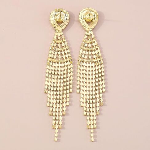 Summer Boho Bow Star Long Tassel Earrings for Women Girls Rhinestone Crystal Setting Womens Fringe Star Earrings Dangling Waterfall Beaded Chandelier Dangle Earrings Jewelry Gifts for Party Prom Statement Wedding Bridal Gold Silver in Kuwait