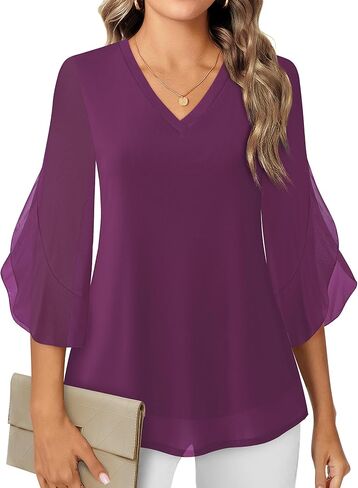 بلوزات وقمصان نسائية بأكمام 3/4 من Timeson وقمصان كاجوال للسيدات للعمل in Kuwait