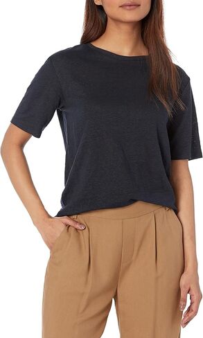 Vince Women's Linen S/S Relaxed Crew in Saudi Arabia