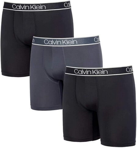Calvin Klein Mens 3 Pack Microfiber Boxer Briefs (Black/Grey/Black, Medium) in Saudi Arabia