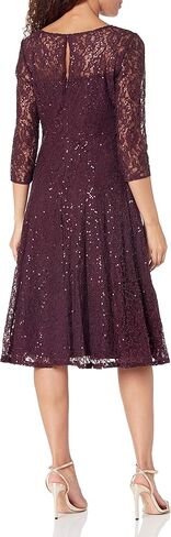 S.L. Fashions Women's Midi Length Sequin Lace Fit and Flare Dress (Missy Petite) in Saudi Arabia