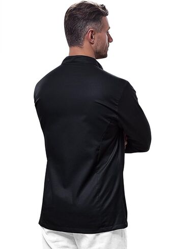 Chef Coat for Men Long Sleeves Stretch Cotton Baker's Coat - Slim style, Slim fit - XS-4XL - Black Grey White in Saudi Arabia