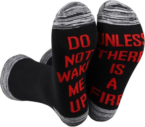 CENWA 1 Pair Firefighter Gift Firefighter Socks Fireman Gift Do Not Wake Me Up Unless There Is A Fire Socks in Saudi Arabia
