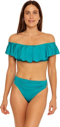 Trina Turk Women's Standard Monaco V-Side Shirred High Waist Bikini Bottom-Cheeky Coverage, Swimwear Separates in Kuwait