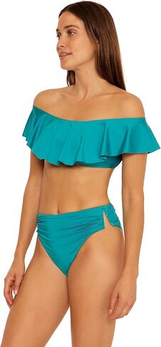 Trina Turk Women's Standard Monaco V-Side Shirred High Waist Bikini Bottom-Cheeky Coverage, Swimwear Separates in Kuwait