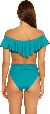 Trina Turk Women's Standard Monaco V-Side Shirred High Waist Bikini Bottom-Cheeky Coverage, Swimwear Separates in Kuwait