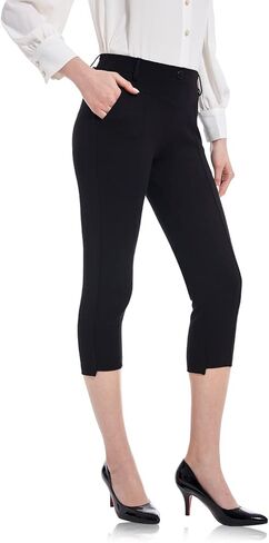 Tapata Women's Capri Dress Pants Summer Stretchy Slim with Pockets Cut Out Legs Business Casual Office Work in Kuwait