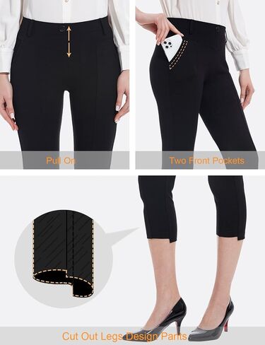 Tapata Women's Capri Dress Pants Summer Stretchy Slim with Pockets Cut Out Legs Business Casual Office Work in Kuwait