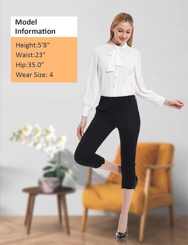 Tapata Women's Capri Dress Pants Summer Stretchy Slim with Pockets Cut Out Legs Business Casual Office Work in Kuwait