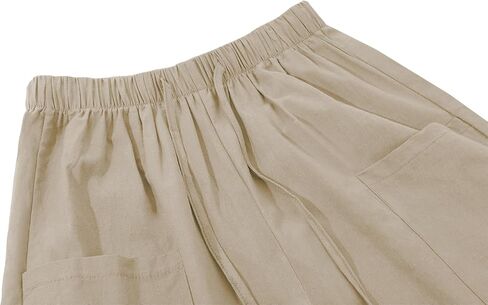 utcoco Women's Cotton Linen Harem Pants High Waist Drawstring Trousers Casual Loose Button Cropped Pants in Saudi Arabia