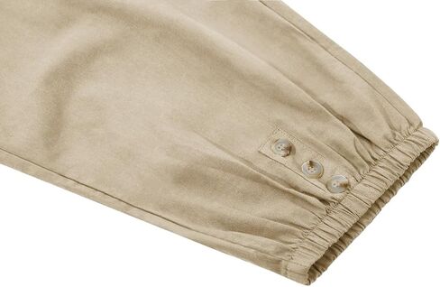 utcoco Women's Cotton Linen Harem Pants High Waist Drawstring Trousers Casual Loose Button Cropped Pants in Saudi Arabia
