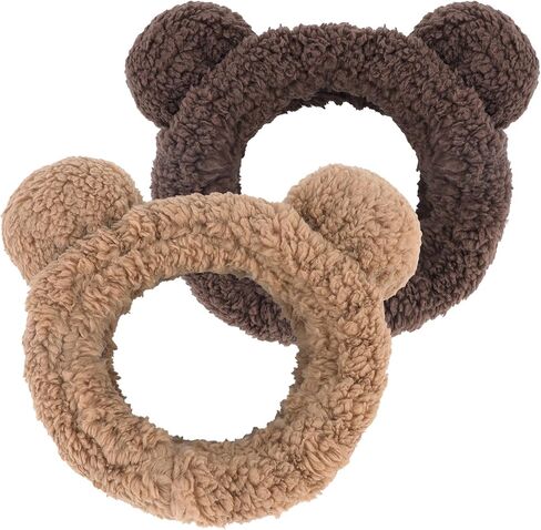 WHAVEL 2PCS سبا عقال لطيف عقال لغسل الوجه، آذان الدب ماكياج عقال Kawaii العناية بالبشرة عصابات الوجه غسل ​​عقال لينة الوجه عقال عصابة الشعر (القهوة، البني) in Kuwait