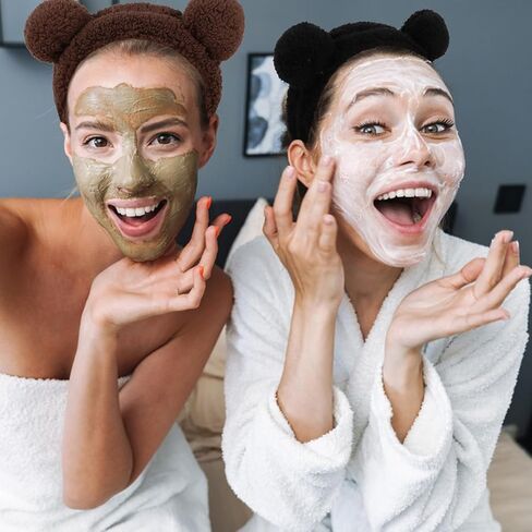 WHAVEL 2PCS سبا عقال لطيف عقال لغسل الوجه، آذان الدب ماكياج عقال Kawaii العناية بالبشرة عصابات الوجه غسل ​​عقال لينة الوجه عقال عصابة الشعر (القهوة، البني) in Kuwait