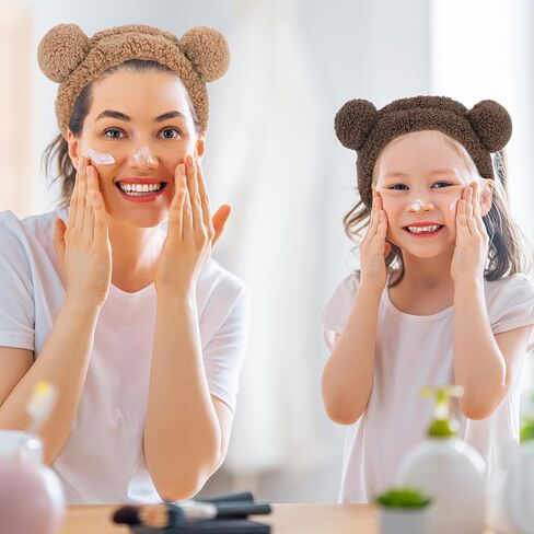WHAVEL 2PCS سبا عقال لطيف عقال لغسل الوجه، آذان الدب ماكياج عقال Kawaii العناية بالبشرة عصابات الوجه غسل ​​عقال لينة الوجه عقال عصابة الشعر (القهوة، البني) in Kuwait