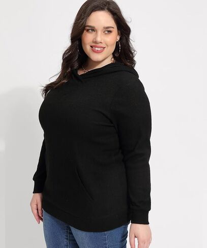 CARCOS حجم كبير Hooide المرأة طويلة الأكمام الخريف جيب مقنعين Sweatershirt XL-5XL in Kuwait