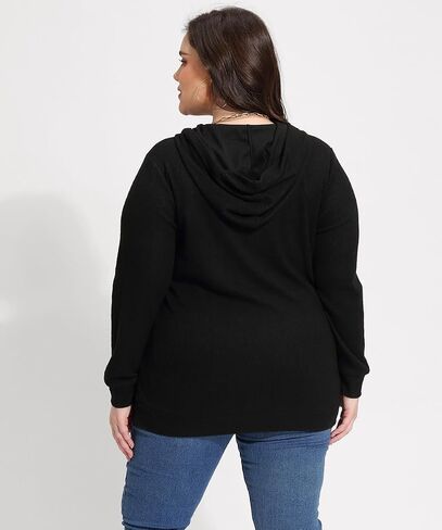 CARCOS حجم كبير Hooide المرأة طويلة الأكمام الخريف جيب مقنعين Sweatershirt XL-5XL in Kuwait