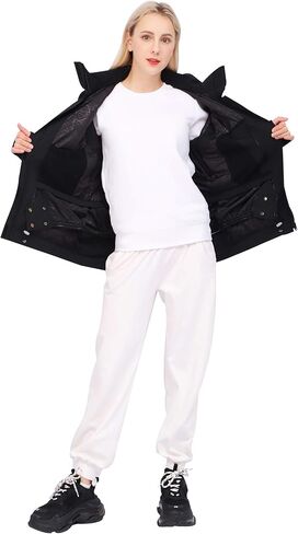 معطف تزلج شتوي للسيدات من fit space مع غطاء للرأس ورياضات التزلج على الجليد على الجبال in Kuwait