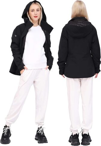 معطف تزلج شتوي للسيدات من fit space مع غطاء للرأس ورياضات التزلج على الجليد على الجبال in Kuwait