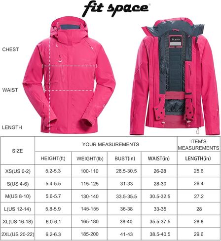 معطف تزلج شتوي للسيدات من fit space مع غطاء للرأس ورياضات التزلج على الجليد على الجبال in Kuwait