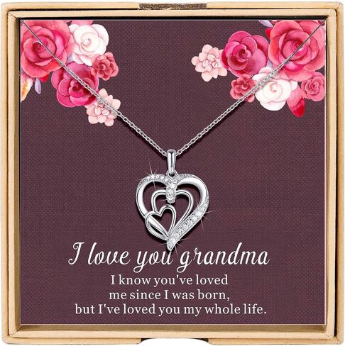 BalaBelle Three Generations Necklace for Great Grandma 925 Sterling Silver 3 Hearts Generation Necklace Gifts on Mother's Day Birthday in Saudi Arabia