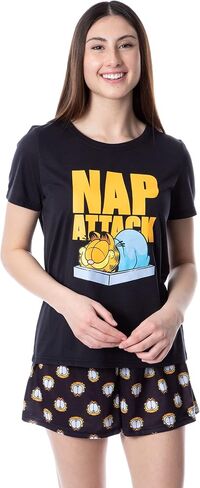 Nickelodeon Womens' Garfield Nap Attack Face Sleep Pajama Set Short in Saudi Arabia