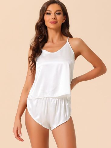 Womens Satin Pajamas Valentine's Day Backless Lingerie Pjs Cami Tops with Shorts Silky Lounge Sets in Saudi Arabia