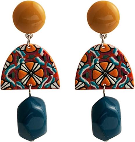 Acrylic Geometric Dangle Drop Earrings for Women Girls, Boho Statement Multicolor Geometric Earrings Minimalist Hypoallergenic Jewelry Gift in Saudi Arabia