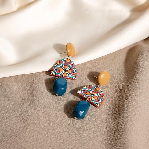 Acrylic Geometric Dangle Drop Earrings for Women Girls, Boho Statement Multicolor Geometric Earrings Minimalist Hypoallergenic Jewelry Gift in Saudi Arabia