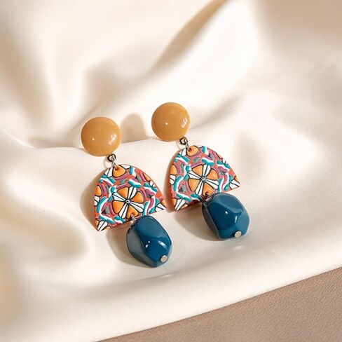 Acrylic Geometric Dangle Drop Earrings for Women Girls, Boho Statement Multicolor Geometric Earrings Minimalist Hypoallergenic Jewelry Gift in Saudi Arabia