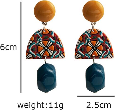 Acrylic Geometric Dangle Drop Earrings for Women Girls, Boho Statement Multicolor Geometric Earrings Minimalist Hypoallergenic Jewelry Gift in Saudi Arabia