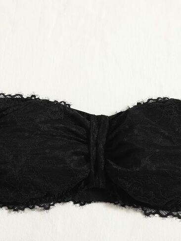 OYOANGLE Women's Plus Size Floral Lace Bralette Tube Top Bras Strapless Bandeau Bras in Saudi Arabia